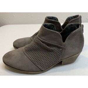 Earth Origins Slouch Ankle Boots 9 W Gray Suede Rear Zip